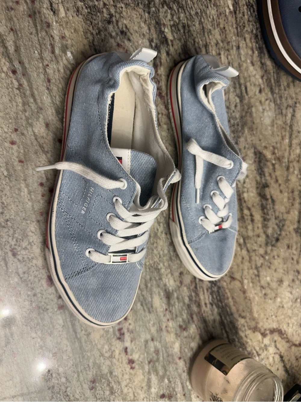 Tommy Hilfiger Light Blue Canvas Low-Top Sneakers with White Accents